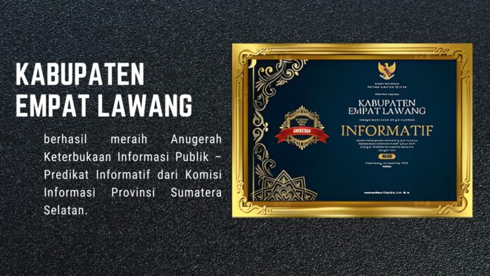 Foto : Piagam Penghargaan Anugerah Keterbukaan Informasi Publik – Predikat Informatif dari Komisi Informasi Provinsi Sumatera Selatan.
